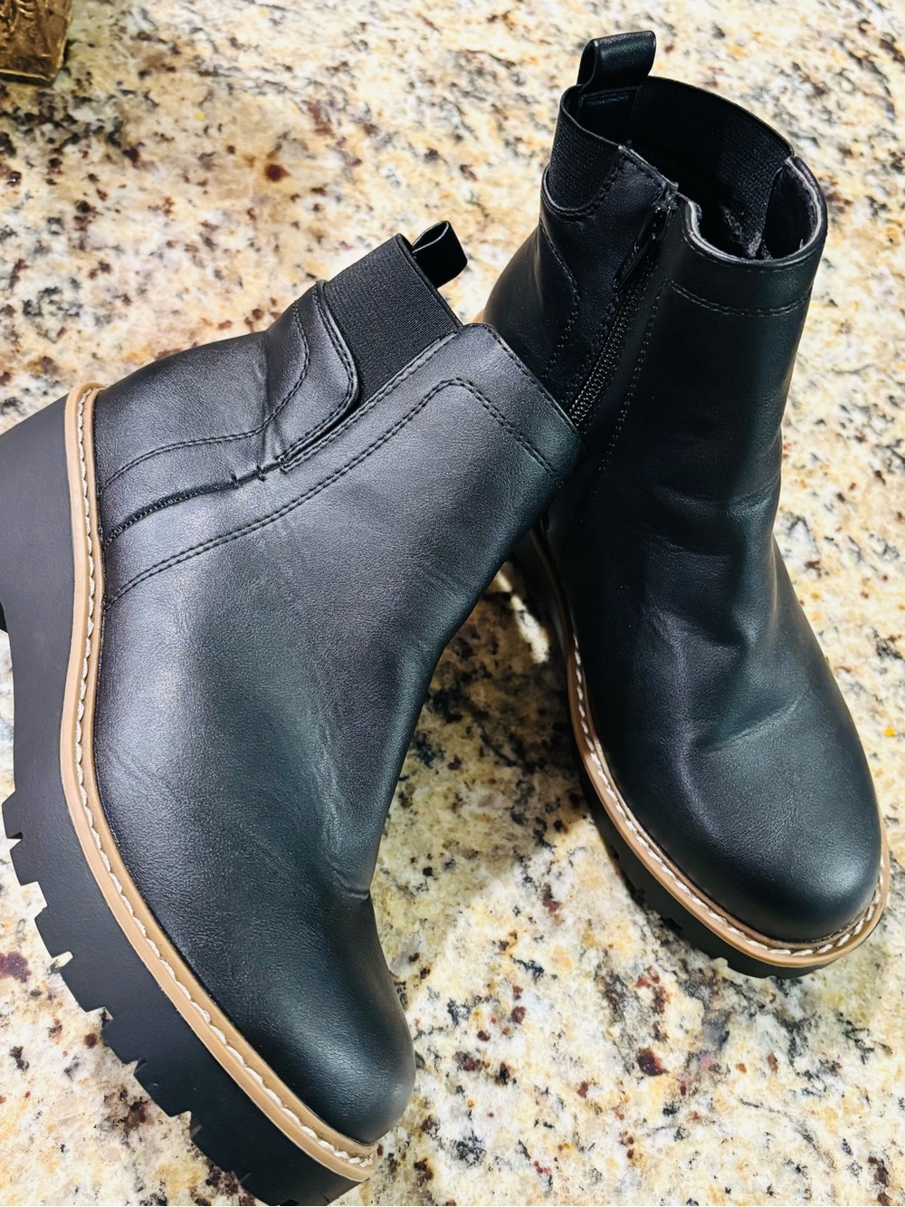 Black Leather Chelsea Ankle Boots - Women